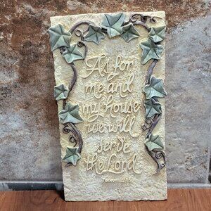Plaster Wall Plaque Christian Inspirational Quote But As For Me and My House